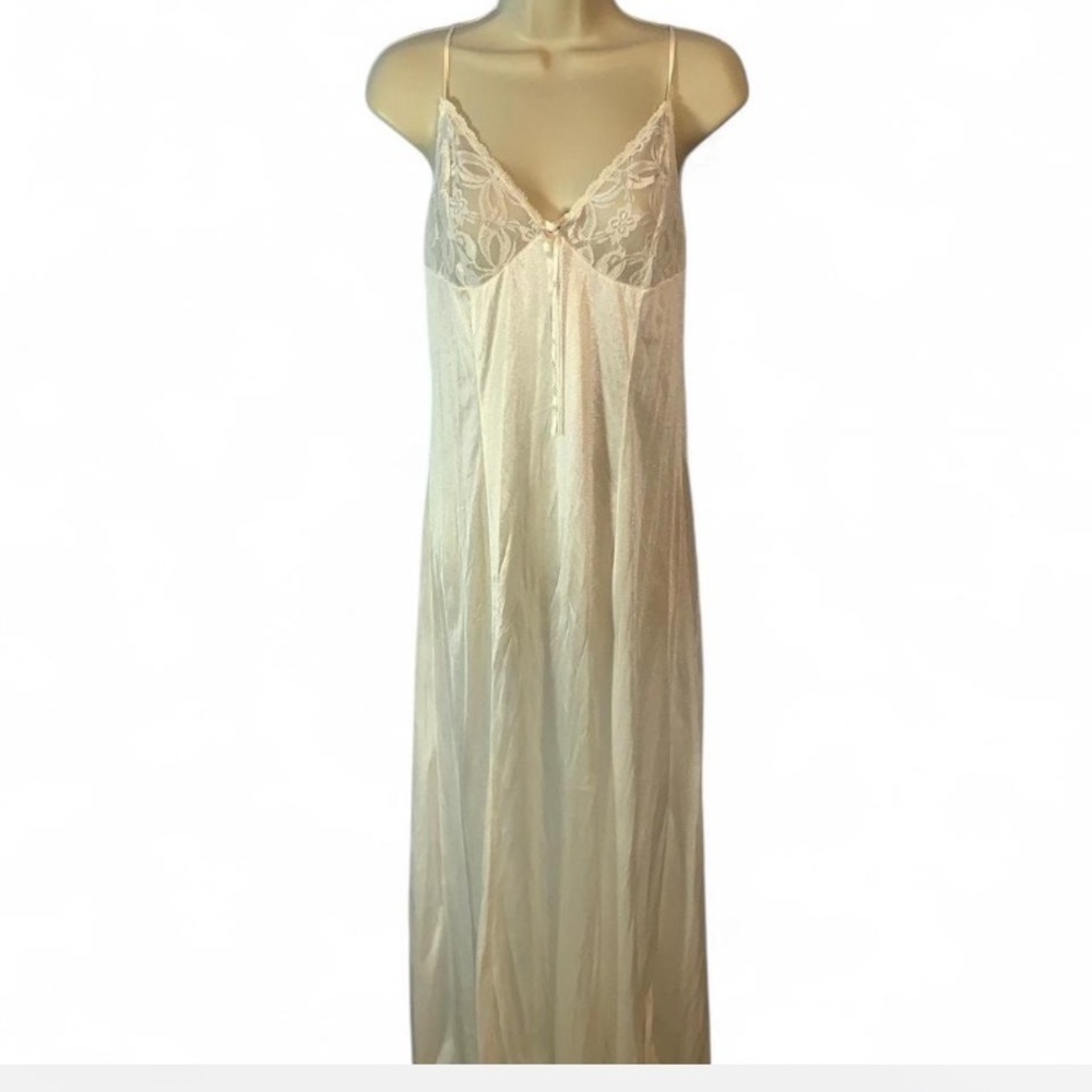 TOSCA OF CALIFORNIA white nylon lace cup babydoll maxi slip nightgown large